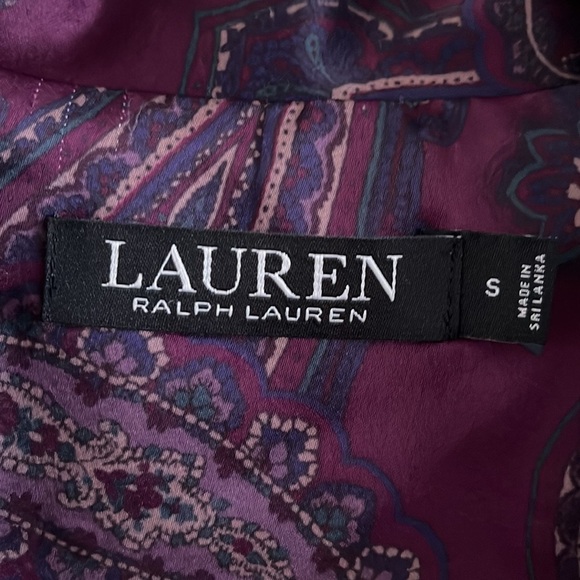 Lauren by Ralph Lauren Satin Paisley Button Down Lounge Sleep Pajama Top Shirt - Picture 3 of 12